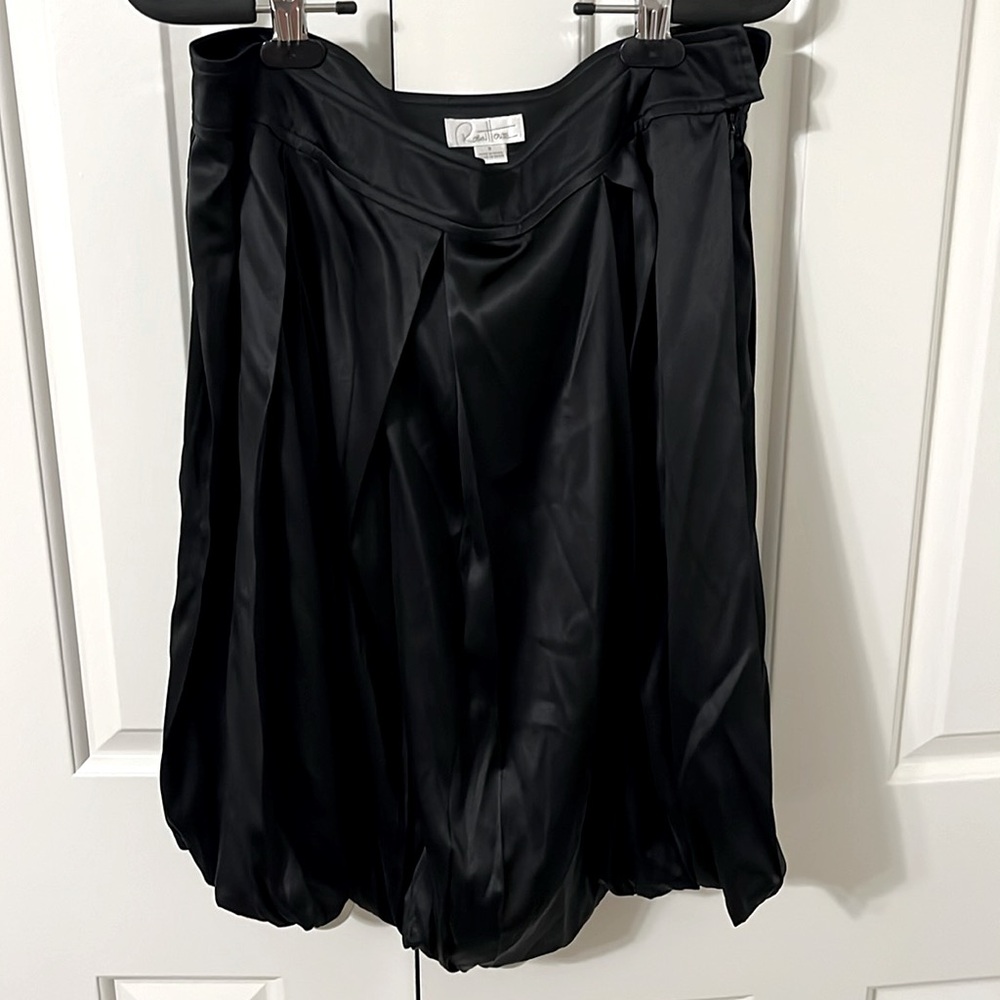Black silk pleated skirt